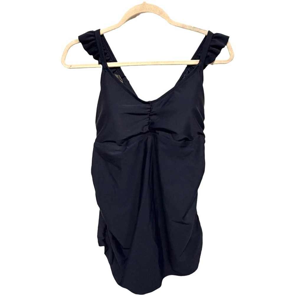 Isabel by Ingrid & Isabel Navy Ruffle Strap Tankini Swim D/DD- Large Maternity